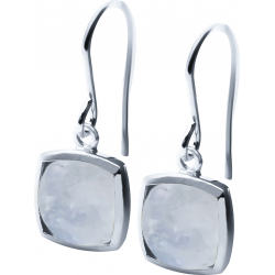 Boucles d'oreille argent rhodié - 3,7g - pierre de lune - coussin 9x9mm