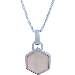 Collier en argent rhodié - héxagone - nacre rosé - 13x15mm - 5,7g - 45cm