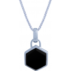 Collier en argent rhodié - héxagone - onyx - 13x15mm - 5,7g - 45cm