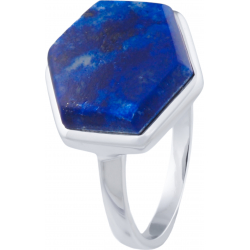 Bague en argent rhodié - héxagone - lapis lazuli - 13x15mm - 3,2g