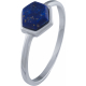 Bague en argent rhodié - héxagone - lapis lazuli - 6x7mm - 1,5g