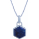 Collier en argent rhodié - héxagone - lapis lazuli - 13x15mm - 5,7g - 45cm