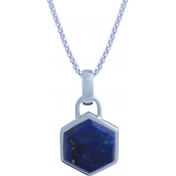 Collier en argent rhodié - héxagone - lapis lazuli - 13x15mm - 5,7g - 45cm