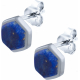 Boucles d'oreille en argent rhodié - héxagone - lapis lazuli - 6x7mm - 1,3g