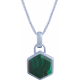 Collier en argent rhodié - héxagone - malachite - 13x15mm - 5,7g - 45cm