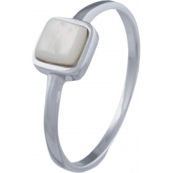 Bague en argent rhodié - carré - nacre - 5x5mm - 1,3g