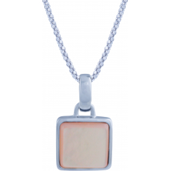 Collier en argent rhodié - carré - nacre rosé - 11x11mm - 5,2g - 45cm