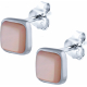 Boucles d'oreille en argent rhodié - carré - nacre rosé - 5x5mm - 1,1g