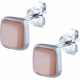 Boucles d'oreille en argent rhodié - carré - nacre rosé - 5x5mm - 1,1g