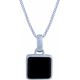 Collier en argent rhodié - carré - onyx - 11x11mm - 5,2g - 45cm