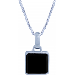 Collier en argent rhodié - carré - onyx - 11x11mm - 5,2g - 45cm