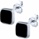 Boucles d'oreille en argent rhodié - carré - onyx - 5x5mm - 1,1g