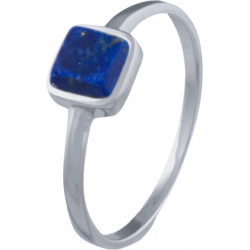 Bague en argent rhodié - carré - lapis lazuli - 5x5mm - 1,3g