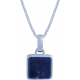 Collier en argent rhodié - carré - lapis lazuli - 11x11mm - 5,2g - 45cm