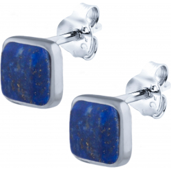 Boucles d'oreille en argent rhodié - carré - lapis lazuli - 5x5mm - 1,1g