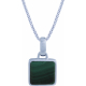 Collier en argent rhodié - carré - malachite - 11x11mm - 5,2g - 45cm