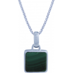 Collier en argent rhodié - carré - malachite - 11x11mm - 5,2g - 45cm