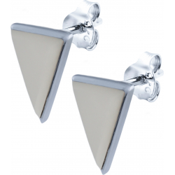 Boucles d'oreille en argent rhodié - triangle - nacre - 7x11mm - 1,4g