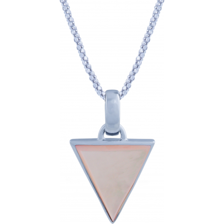 Collier en argent rhodié - triangle - nacre rosé - 15x17mm - 5g - 45cm