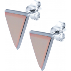 Boucles d'oreille en argent rhodié - triangle - nacre rosé - 7x11mm - 1,4g