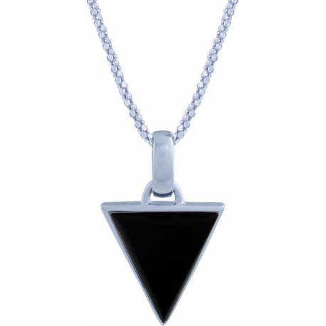 Collier en argent rhodié - triangle - onyx - 15x17mm - 5g - 45cm