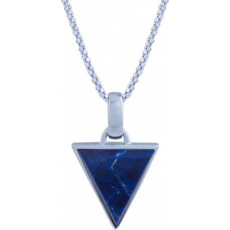 Collier en argent rhodié - triangle - lapis lazuli - 15x17mm - 5g - 45cm