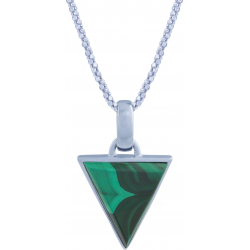 Collier en argent rhodié - triangle - malachite - 15x17mm - 5g - 45cm