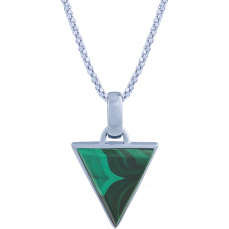 Collier en argent rhodié - triangle - malachite - 15x17mm - 5g - 45cm