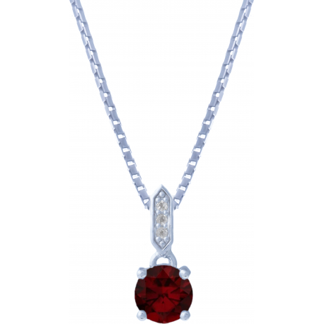 Collier argent rhodié - 3g - grenat - 6mm - 45+5cm