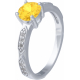 Bague argent rhodié - 2,5g - citrine - 6mm - T 50 à 64