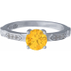 Bague argent rhodié - 2,5g - citrine - 6mm - T 50 à 64