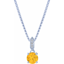 Collier argent rhodié - 3g - citrine - 6mm - 45+5cm