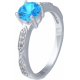 Bague argent rhodié - 2,5g - topaze bleue - 6mm - T 50 à 64