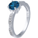 Bague argent rhodié - 2,5g - topaze bleue london - 6mm - T 50 à 64