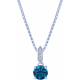 Collier argent rhodié - 3g - topaze bleue london - 6mm - 45+5cm