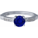 Bague argent rhodié - 2,5g - iolite - 6mm - T 50 à 64