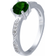 Bague argent rhodié - 2,5g - quartz vert - 6mm - T 50 à 64