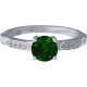 Bague argent rhodié - 2,5g - quartz vert - 6mm - T 50 à 64