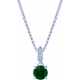 Collier argent rhodié - 3g - quartz vert - 6mm - 45+5cm