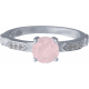 Bague argent rhodié - 2,5g - quartz rose - 6mm - T 50 à 64