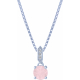 Collier argent rhodié - 3g - quartz rose - 6mm - 45+5cm