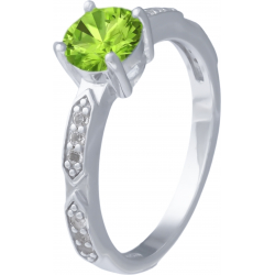 Bague argent rhodié - 2,5g - péridot - 6mm - T 50 à 64