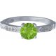 Bague argent rhodié - 2,5g - péridot - 6mm - T 50 à 64