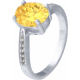 Bague argent rhodié - 3g - citrine - oval 7x9mm - T 50 à 64