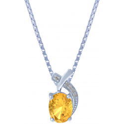 Collier argent rhodié - 4,2g - citrine - oval 7x9mm - 40+5cm