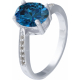 Bague argent rhodié - 3g - topaze bleue london - oval 7x9mm - T 50 à 64