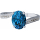 Bague argent rhodié - 3g - topaze bleue london - oval 7x9mm - T 50 à 64