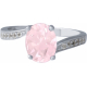 Bague argent rhodié - 3g - quartz rose - oval 7x9mm - T 50 à 64