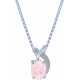 Collier argent rhodié - 4,2g - quartz rose - oval 7x9mm - 40+5cm