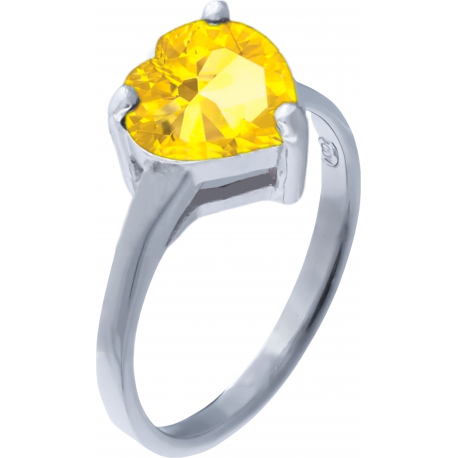 Bague argent rhodié - 2g - citrine - cur 7x7mm - T 50 à 64